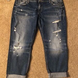 New Silver Jeans Sam Boyfriend Cropped Jeans 36